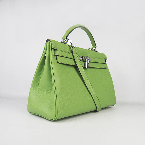 High Quality Hermes Kelly 35CM Togo Leather Bag Green 6308 - Click Image to Close